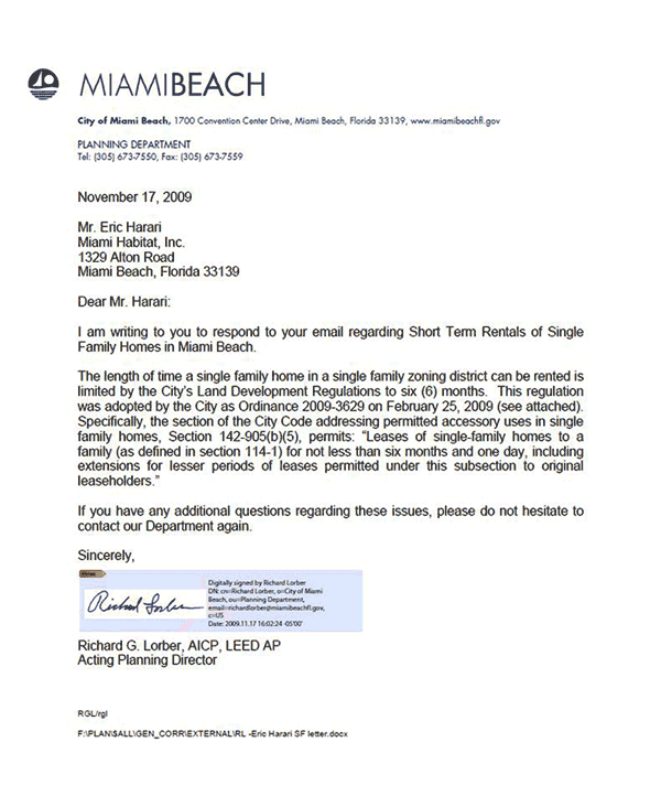 Miami Beach Short Term Rentals Ordinance